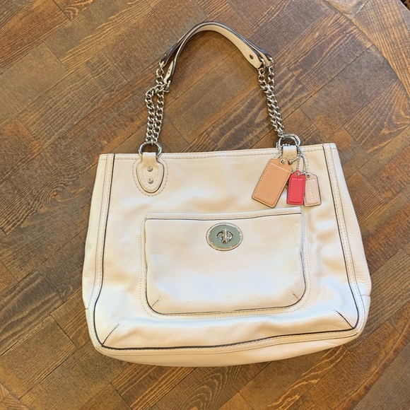 Coach Handbags - Coach Poppy white leather handbag - like new!